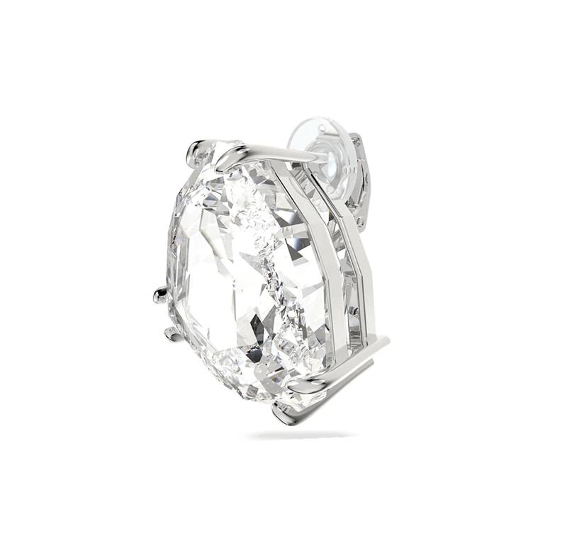 Swarovski Mesmera clip earring - Single, Triangle cut crystal, White, Rhodium 5600752