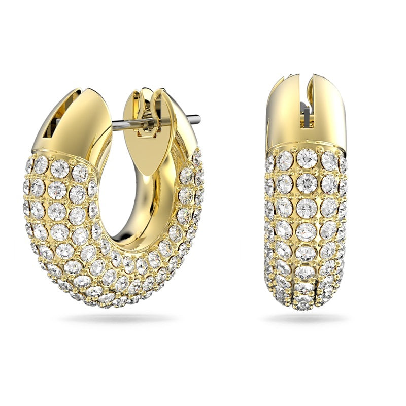 Swarovski Dextera Hoop Earrings Pavé, White, Gold-Tone Plated 5636530