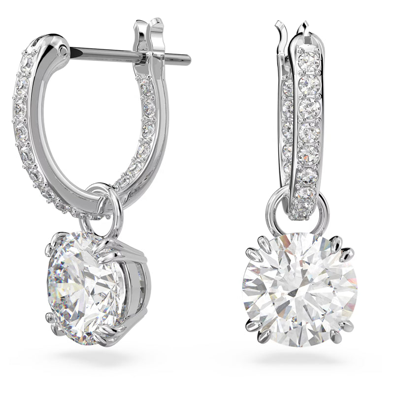 Swarovski Constella Drop Earrings Round Cut, White, Rhodium Plated 5636717