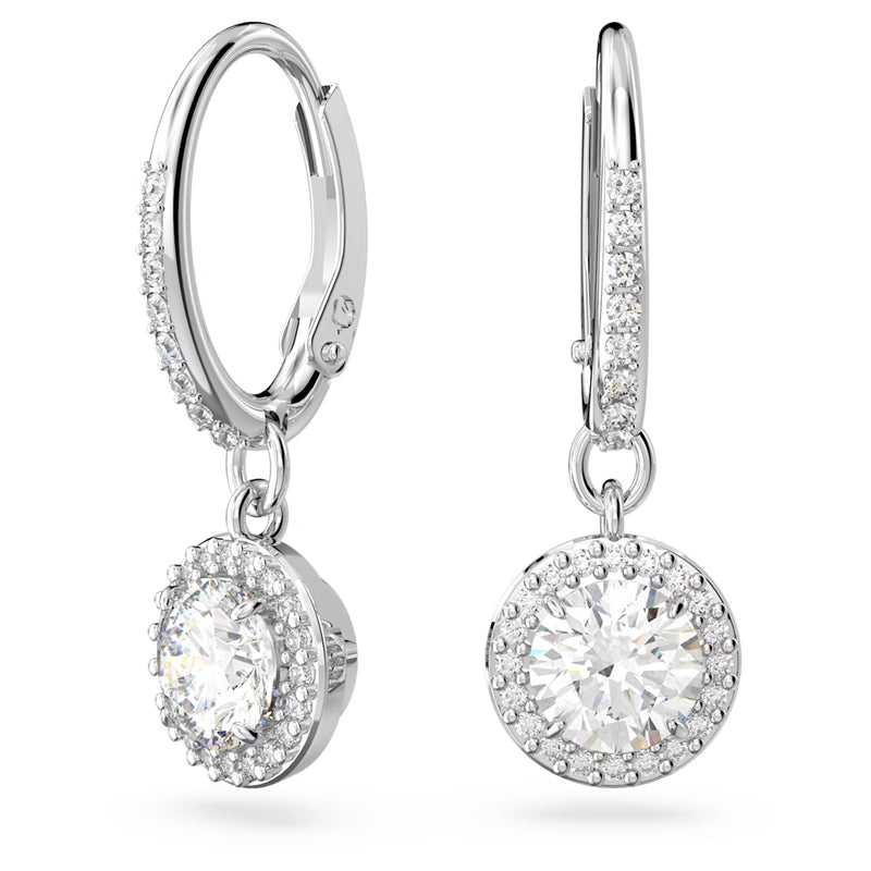 Swarovski Constella Drop Earrings Round Cut, Pavé, White, Rhodium Plated 5636270