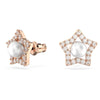 Swarovski Stella Stud Earrings Crystal Pearls, Star, White, Rose Gold-Tone Plated 5645465