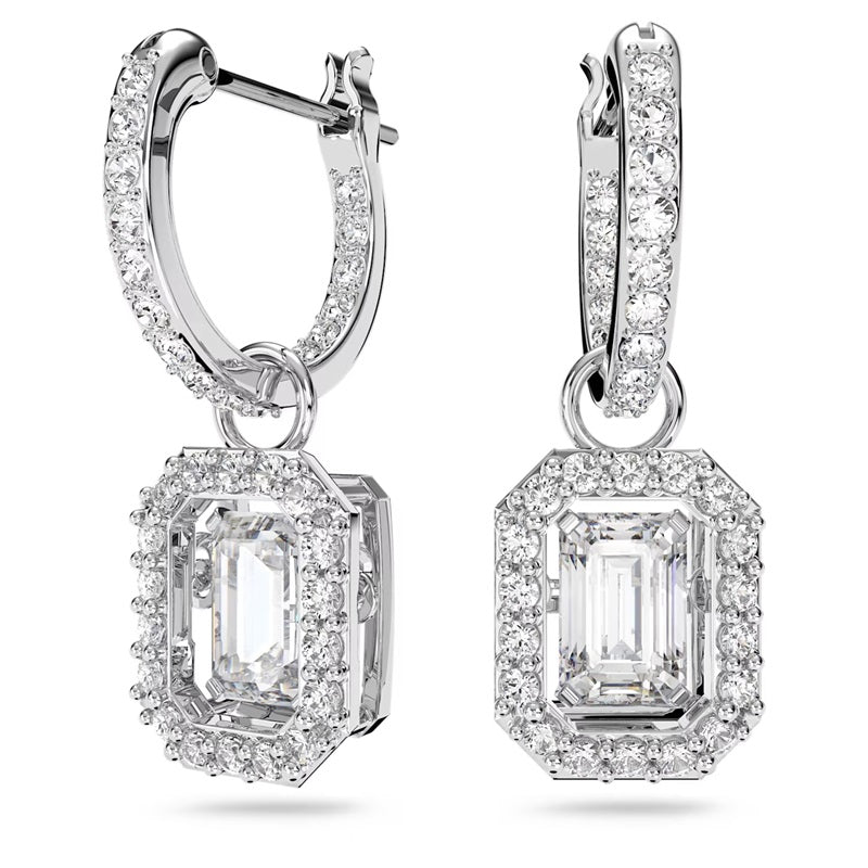 Swarovski Millenia Drop Earrings Octagon Cut, White, Rhodium Plated 5638495