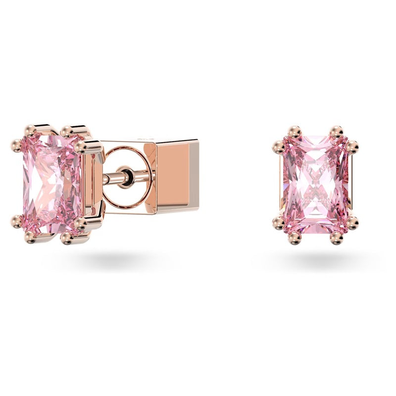 Swarovski Stilla Stud Earrings Cushion Cut, Pink, Rose Gold-Tone Plated 5639136
