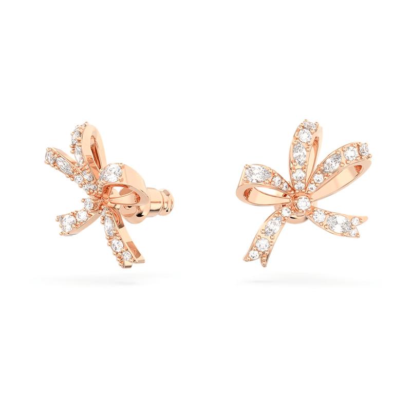 Swarovski Volta Stud Earrings Bow, Small, White, Rose Gold-Tone Plated 5647572