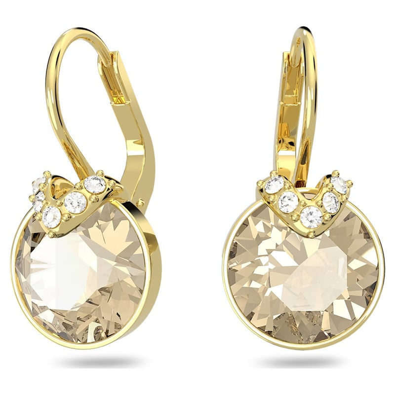 Swarovski Bella V Drop Earrings Round Cut, Gold Tone, Gold-Tone Plated 5662093