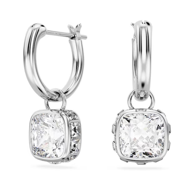 Swarovski Stilla drop earrings Square cut, White, Rhodium plated 5662919