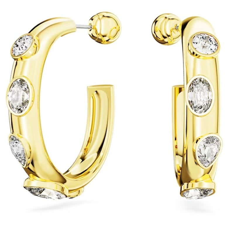 Swarovski Dextera hoop earrings Mixed cuts, White, Gold-tone plated 5663261