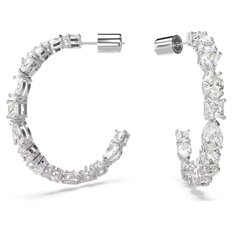 Swarovski Mesmera hoop earrings Mixed cuts White Rhodium plated