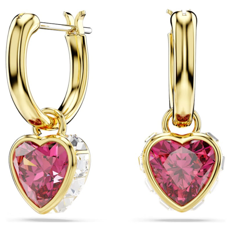Swarovski Chroma drop earrings Heart, Red, Gold-tone plated 5684760