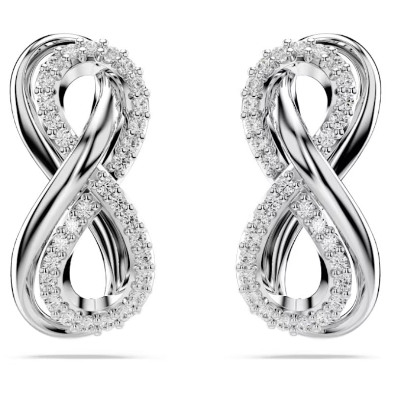Swarovski Hyperbola stud earrings Infinity, White, Rhodium plated 5687269
