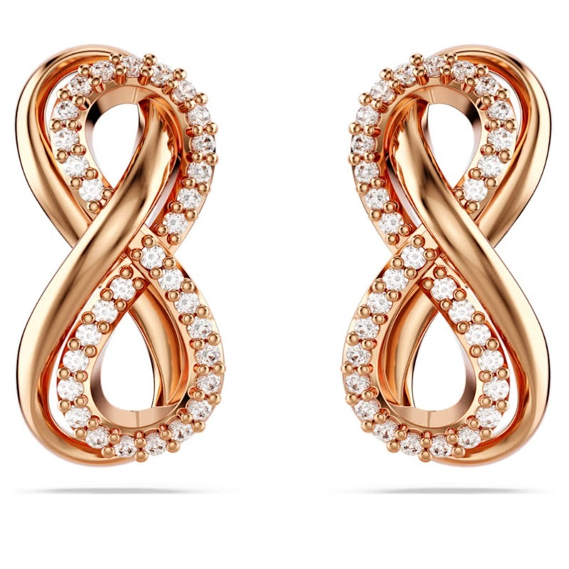 Swarovski Hyperbola stud earrings Infinity, White, Rose gold-tone plated 5684085