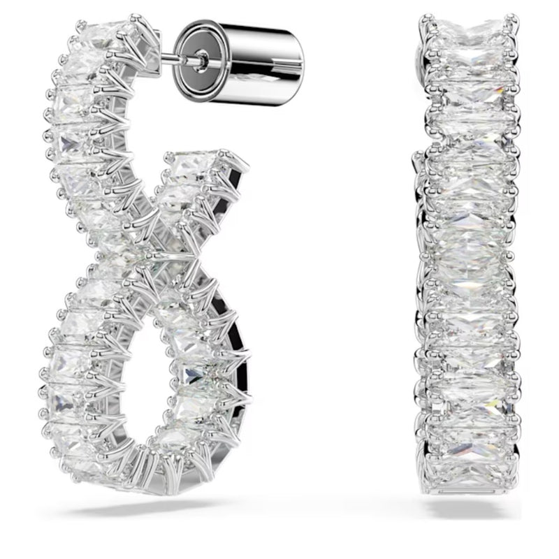 Swarovski Hyperbola hoop earrings Infinity, White, Rhodium plated 5684047