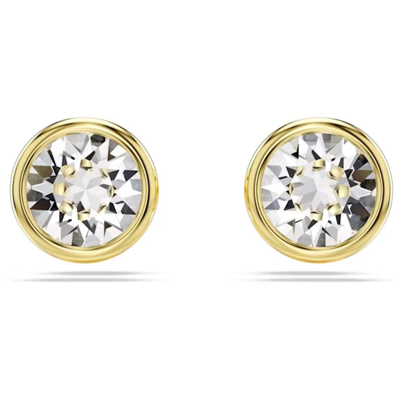 Swarovski Imber stud earrings Round cut, White, Gold-tone plated 5681552
