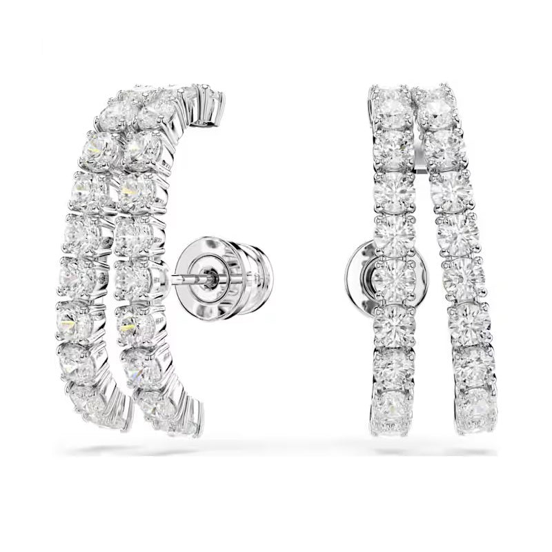 Swarovski Matrix ear cuffs Round cut, White, Rhodium plated 5705835