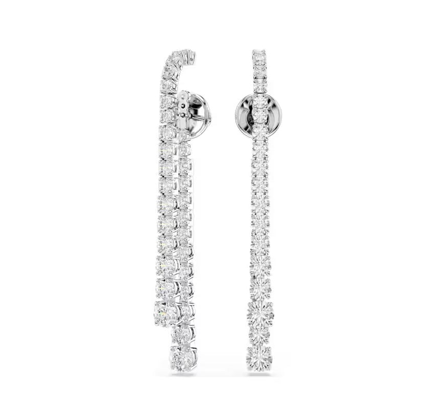 Swarovski Matrix drop earrings Gradient of round cuts, White, Rhodium plated 5709257