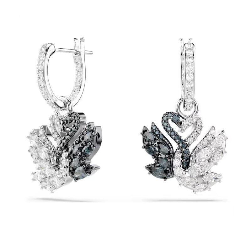 Swarovski Swan drop earrings Swan, Black, Mixed metal finish 5705728