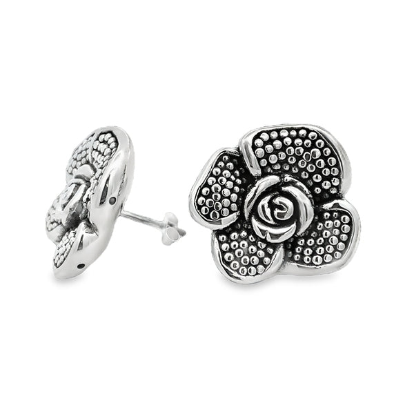 Parrys Jewellers Sterling Silver Large Flower Stud Earrings
