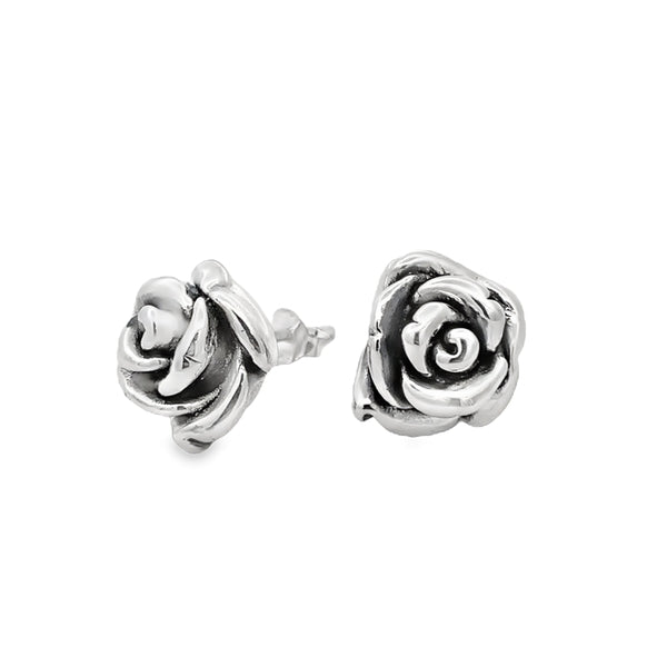 Parrys Jewellers Stering Silver Rose Stud Earrings
