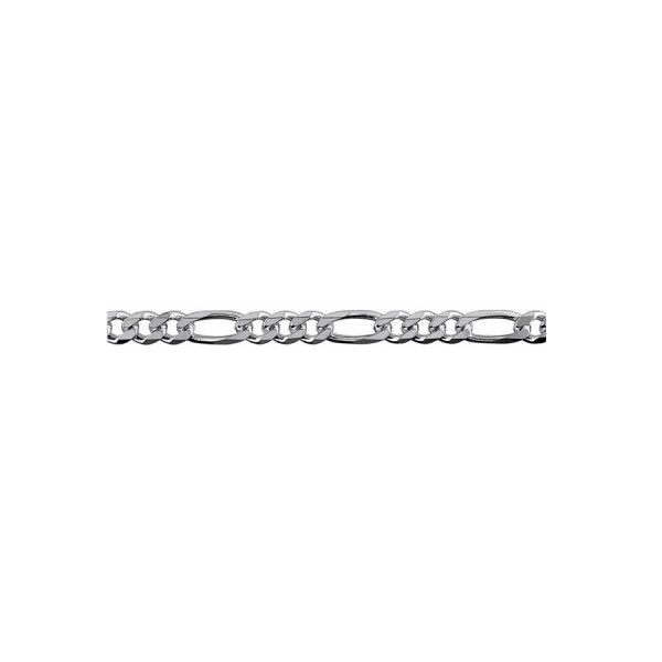 Sterling Silver Bevelled Figaro Diamond Cut Chain 45cm