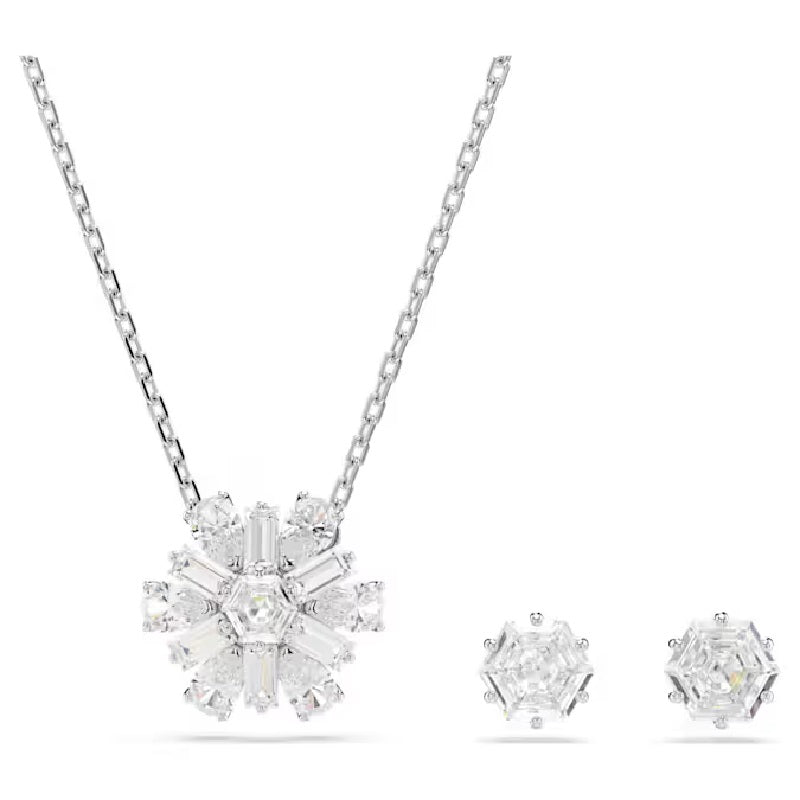 Swarovski Idyllia set Mixed cuts, Snowflake, White, Rhodium plated 5691486
