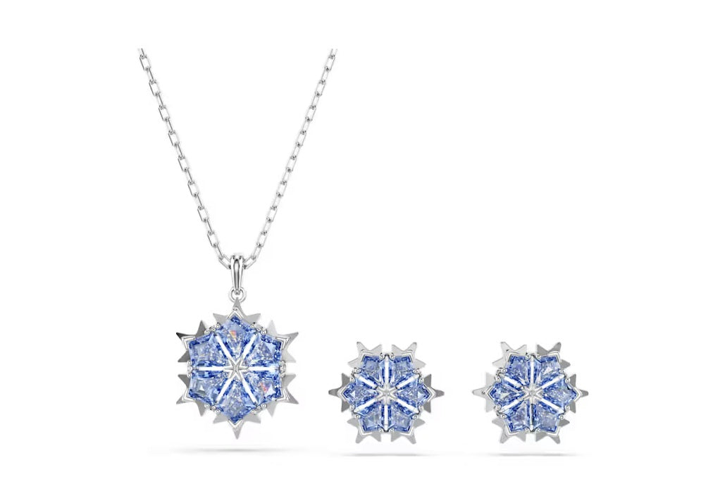 Swarovski Magic set Snowflake, Blue, Rhodium plated 5734243