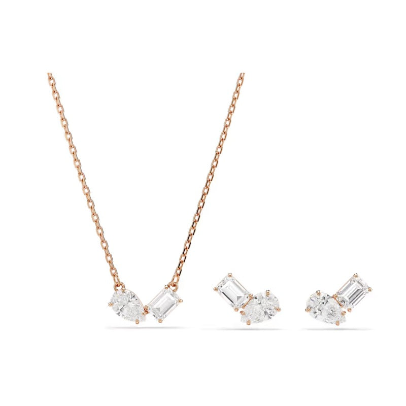 Swarovski Mesmera set Pear cut, Octagon cut, White, Rose gold-tone plated 5734246