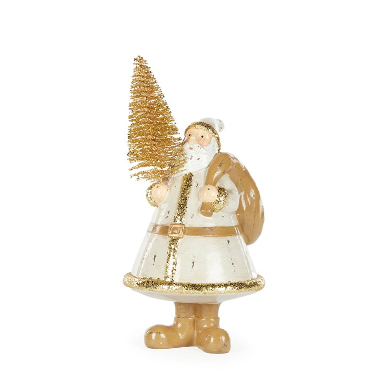 20CM GOLD SANTA WITH TREE AND SACK