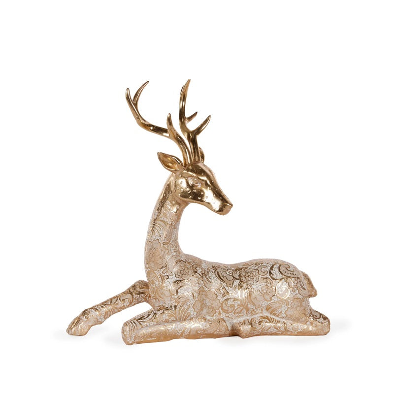 GOLD LACE REINDEER SITTING